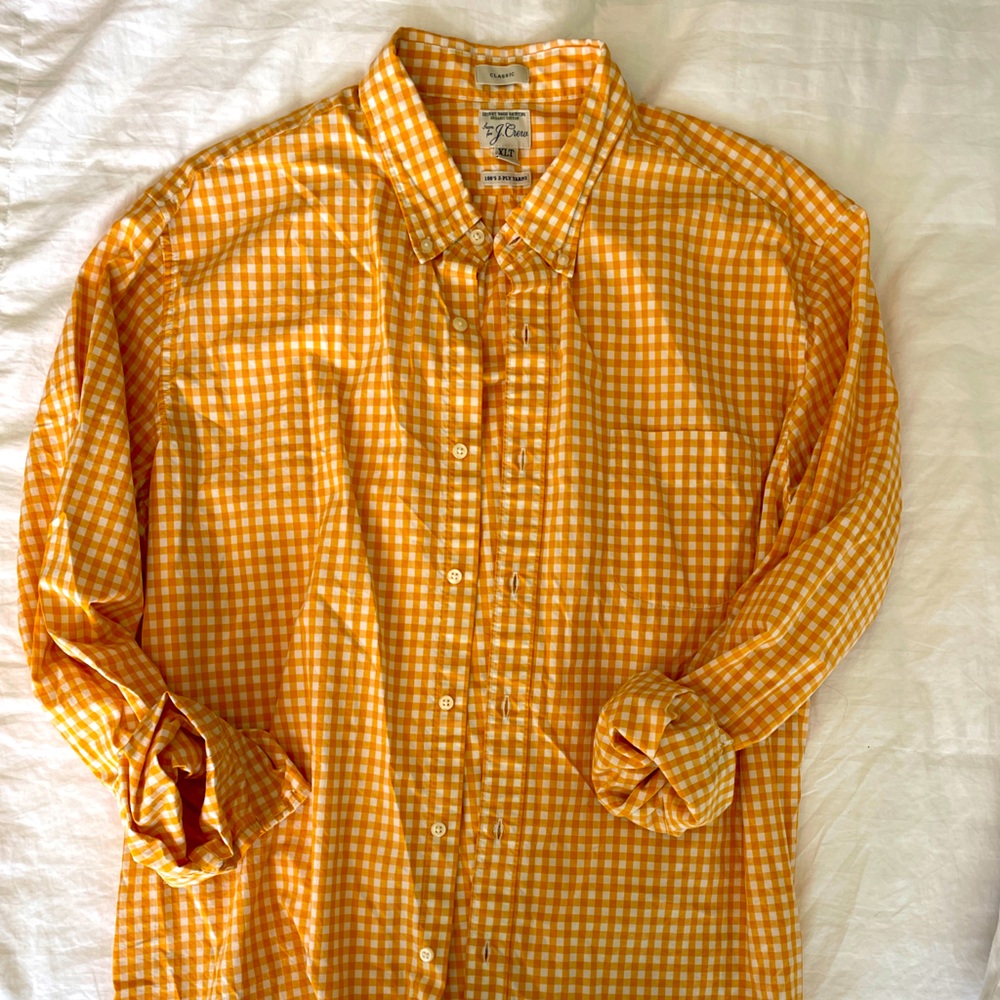 J. Crew Mens Gingham Button Down Shirt